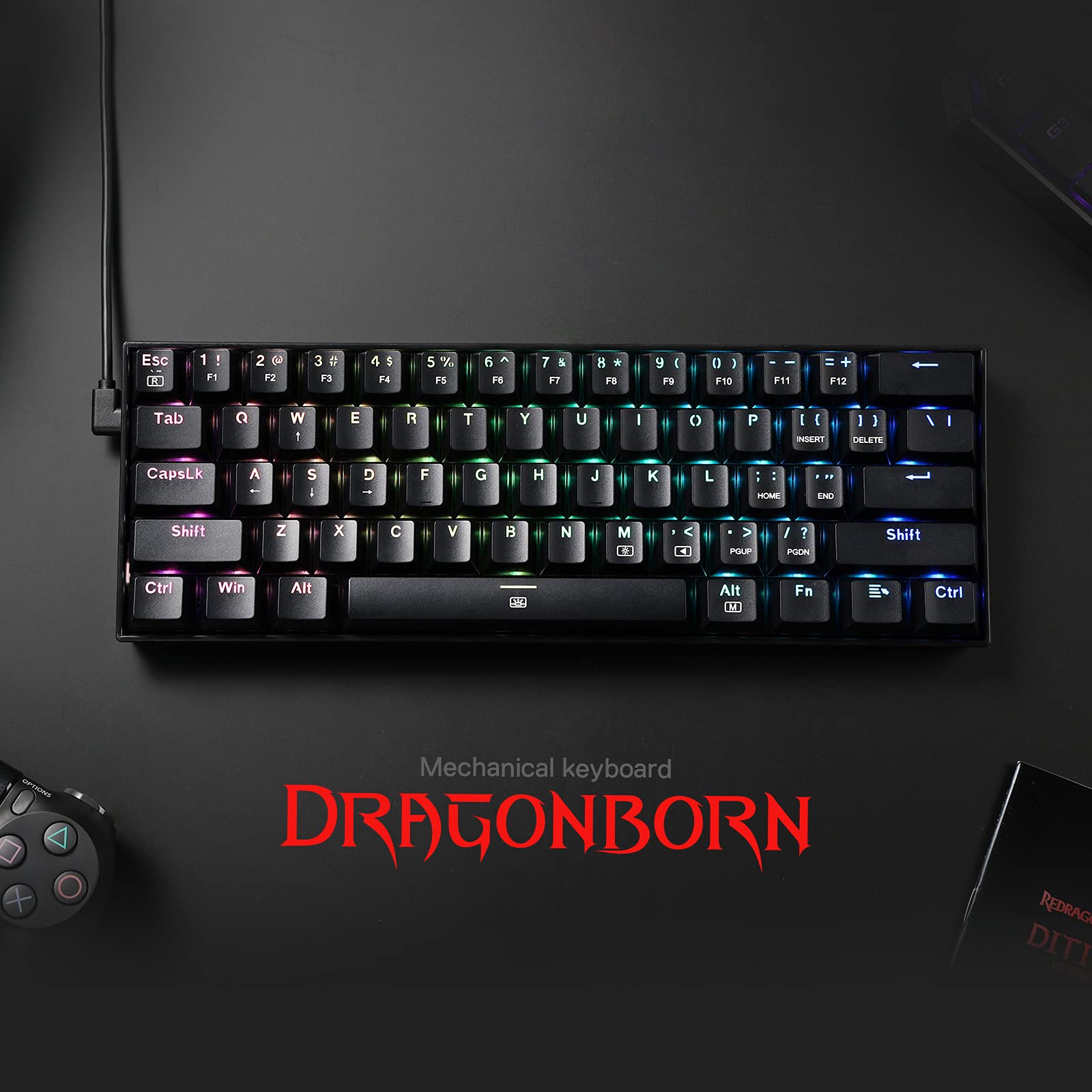 Redragon K630RGB-JPT1 61キー メカニカルキーボード Amazon | Redragon K630 Dragonborn 60%有線RGBゲーミングキーボード